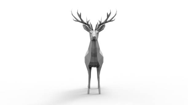 istock 3d rendering of a polygon deer isolated in white studio background 1365768640