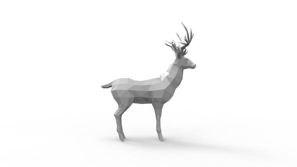 istock 3d rendering of a polygon deer isolated in white studio background 1365768646