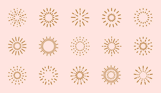 Starburst line art icon. Vector logo spark sunburst. Outline sunburst and starburst, editable stroke Starburst line art icon. Vector logo spark sunburst. Outline sunburst and starburst, editable stroke. vector sun stock illustrations