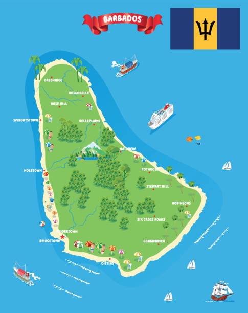 Barbados Map Vector Barbados Map barbados map stock illustrations