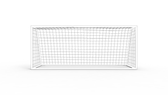 3D rendering of a football goal isolated in white studio background.