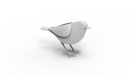 3d rendering of a computer model small bird isolated in white background