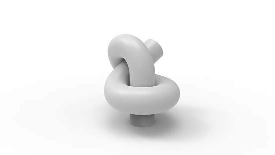 Knot 3d rendering of a tied knot isolated in white studio background