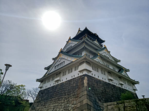 Osaka, Japan - April 12, 2018: Osakajo Great White Castle in Osaka, Japan. Construction of Osaka Castle, osakajo began in 1583 on the site of the former Ishiyama Hongan-ji Temple.