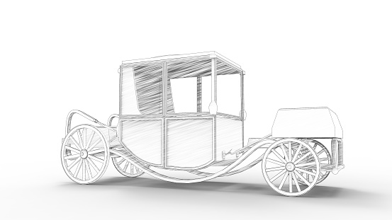 3d rendering of a horse carriage isolated in white studio background