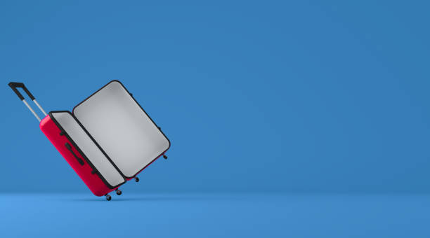 Close up of red opening suitcase mock up.