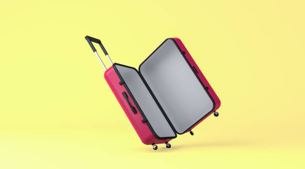 istock Close up of red suitcase falling down. 1365774697