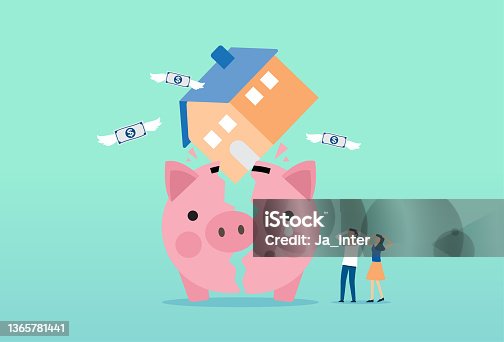 istock House broke savings piggybank, payment and cost, expensive payment, high interest rate mortgage 1365781441