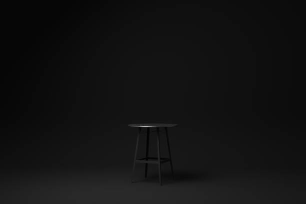 istock Black round table on black background. minimal concept idea. monochrome. 3d render. 1365783688
