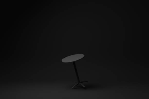 istock Black round table on black background. minimal concept idea. monochrome. 3d render. 1365783695