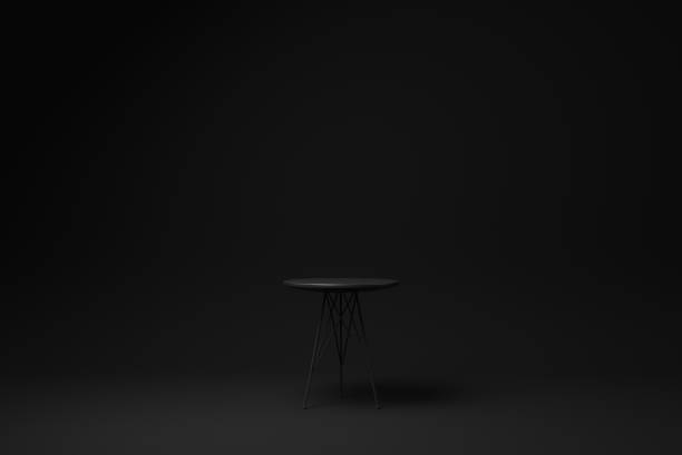 istock Black round table on black background. minimal concept idea. monochrome. 3d render. 1365783698