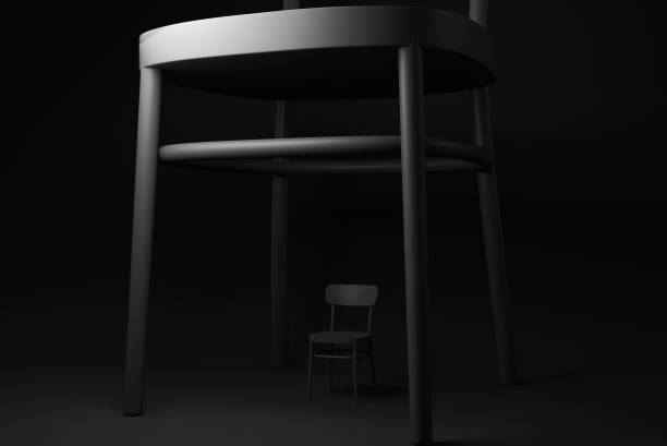 istock Black chair showing different competition on Black background. minimal concept idea. monochrome. render render. 1365783815