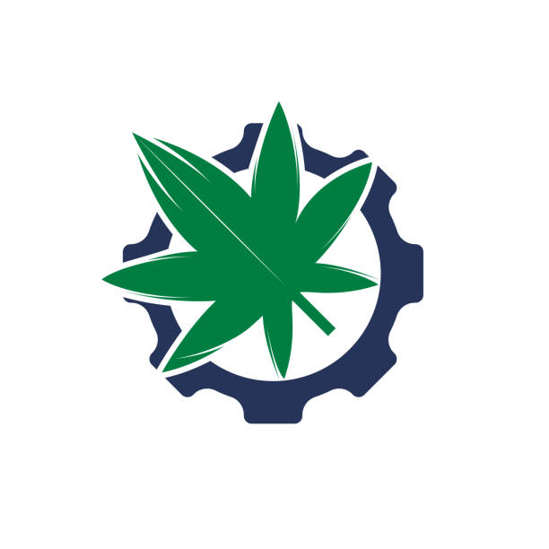 istock Gear and cannabis vector logo design. Cannabidiol industry company logo concept. 1365784145