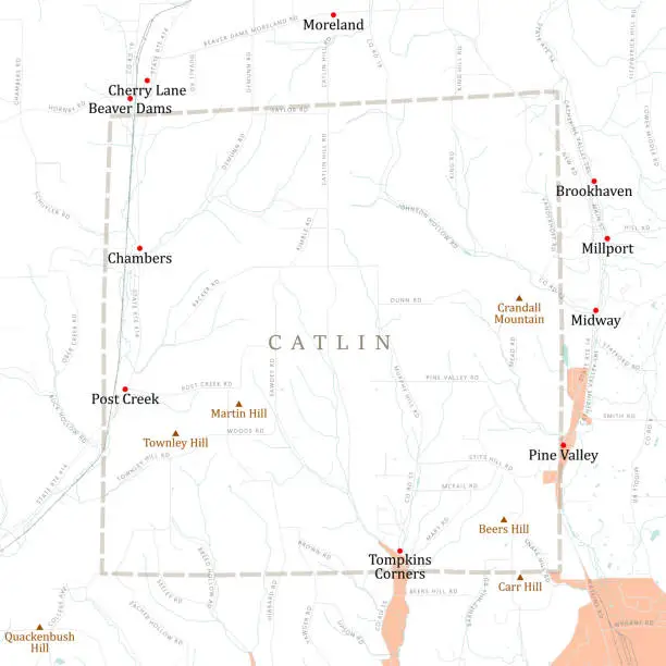 Vector illustration of NY Chemung Catlin Vector Road Map