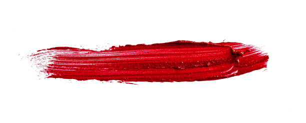 istock Stain swatch of a red matte lipstick on white background 1365787331