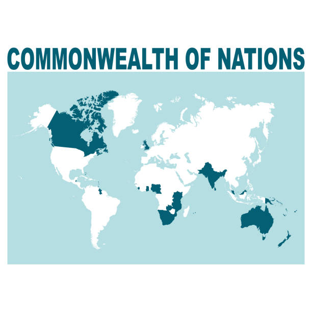 ilustrações de stock, clip art, desenhos animados e ícones de vector map with location of the commonwealth of nations - british empire illustrations