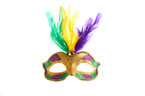 Mardi gras mask isolated on white background.