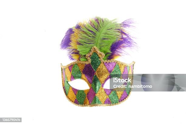 Mardi Gras Mask Isolated On White Background Stock Photo - Download Image Now - Mardi Gras, Mask - Disguise, White Background