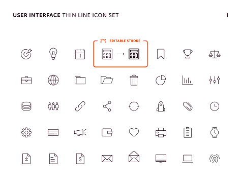 User Interface Minimal Thin Line Icon Set