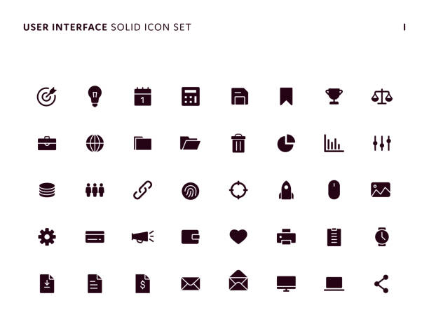 stockillustraties, clipart, cartoons en iconen met user interface simple solid icon set - vaste stof
