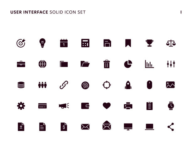 User Interface Simple Solid Icon Set User Interface Minimal Solid Icon Set solid stock illustrations