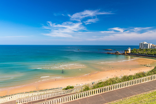 Cote des Basques beach in Biarritz at low tide in France