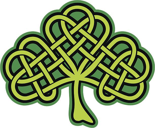 섐록. 셀틱 문신 - tied knot celtic culture cross shape cross stock illustrations