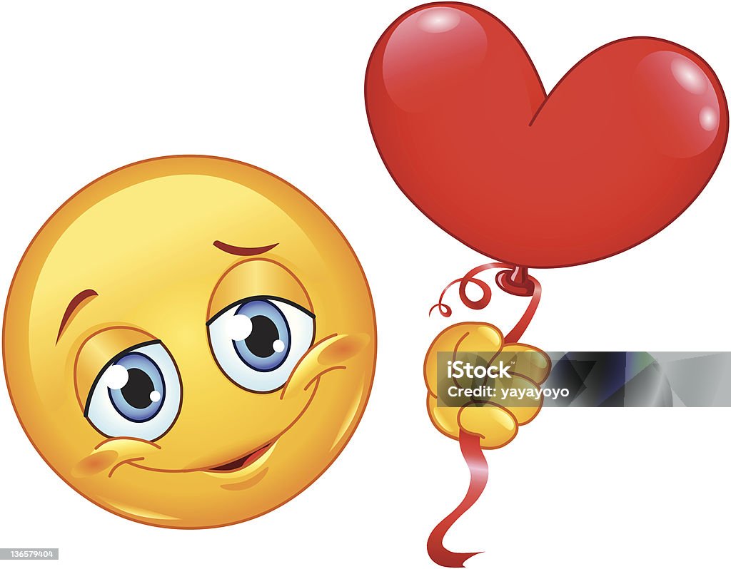 Emoticono con globo corazón - arte vectorial de Amor - Sentimiento libre de derechos