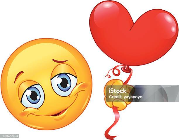 Ilustración de Emoticono Con Globo Corazón y más Vectores Libres de Derechos de Amor - Sentimiento - Amor - Sentimiento, Emoticono, Agarrar