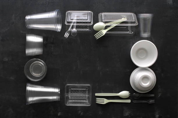 istock Plastic products in transparent cups and containers taken on a dark background 1365805870