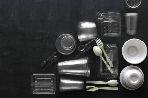 istock Plastic products in transparent cups and containers taken on a dark background 1365805886