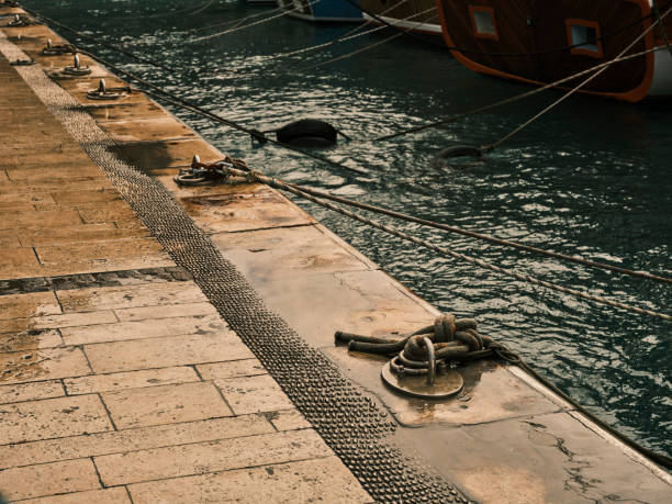 moored boats in the harbor