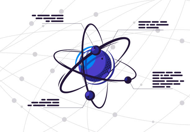 ilustrações de stock, clip art, desenhos animados e ícones de vector illustration of a particle atom with a detailed description of each element - proton