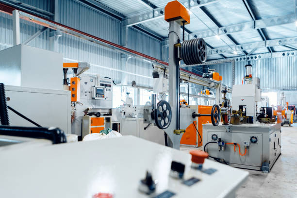 istock Inside the new factory manufacturing electrical cable. Cable production. 1365812161