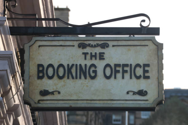 istock Old Booking Office Sign at a Victorian Railway Station 1365818027