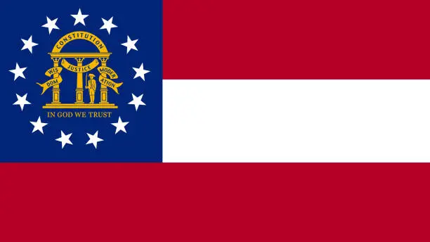 Vector illustration of Georgia State Flag Eps File - The Flag Of Georgia State Vector File