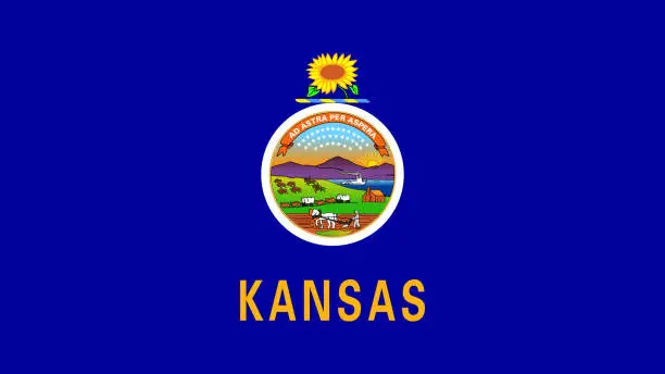 Vector illustration of Kansas State Flag Eps File - The Flag Of Kansas State Vector File