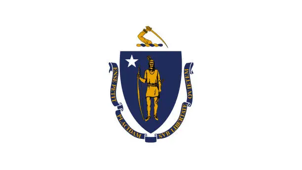 Vector illustration of Massachusetts State Flag Eps File - The Flag Of Massachusetts State Vector File