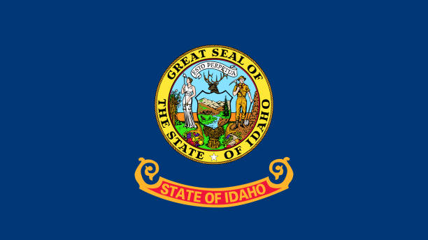 illustrazioni stock, clip art, cartoni animati e icone di tendenza di idaho state flag eps file - la bandiera dell'idaho state vector file - idaho state capitol