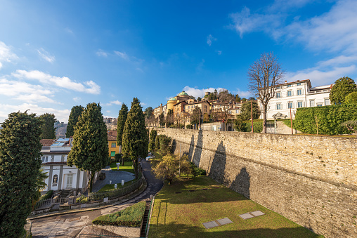 Cityscape of Bergamo with the Venetian Surrounding Walls - Lombardy Italy