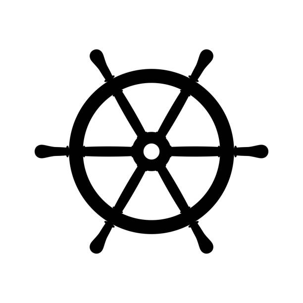 The steering wheel icon. The black silhouette of the ship's steering wheel in retro style. The steering wheel is a device for controlling the movement of a watercraft. Vector illustration isolated on a white background for design and web. The steering wheel icon. The black silhouette of the ship's steering wheel in retro style. The steering wheel is a device for controlling the movement of a watercraft. Vector illustration isolated on a white background for design and web. white sailboat silhouette stock illustrations