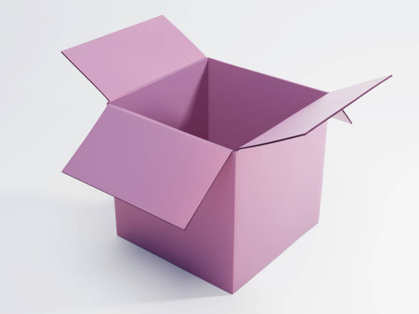 istock Opened pink color cardboard box template 1365823204