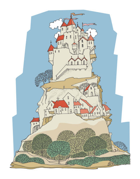 말풍선이 있는 성 - house column residential structure fairy tale stock illustrations
