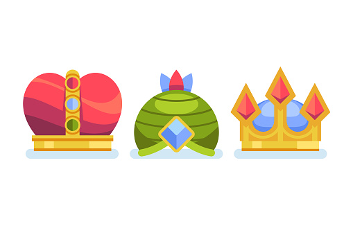 Flat reyes magos crowns set Vector illustration