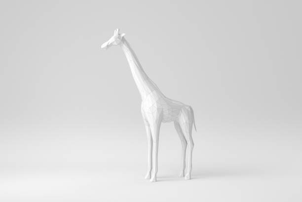 istock Abstract giraffe of geometric shapes. Abstract polygon giraffe on white background. Design Template, Mock up. 3D render. 1365826369