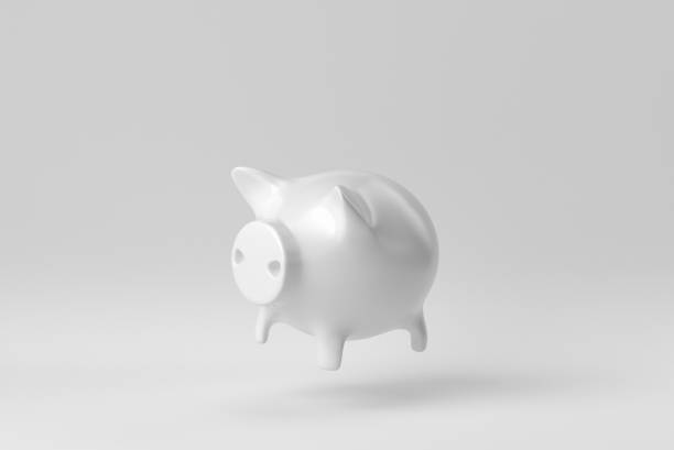 Piggy bank on white background. Design Template, Mock up. 3D render.