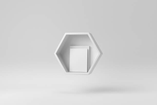 istock Hexagon wall shelves on white background. Design Template, Mock up. 3D render. 1365826496