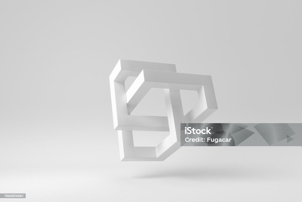 Abstract minimal modern on white background. Paper minimal concept. 3D render. Three Dimensional Stock Photo