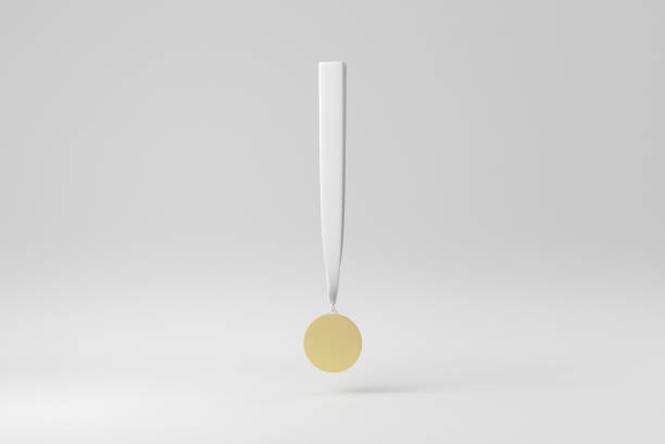 Gold medal on white background. Design Template, Mock up. 3D render.