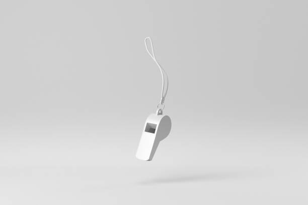 whistle on white background. design template, mock up. 3d render. - cultuurverschillen stockfoto's en -beelden